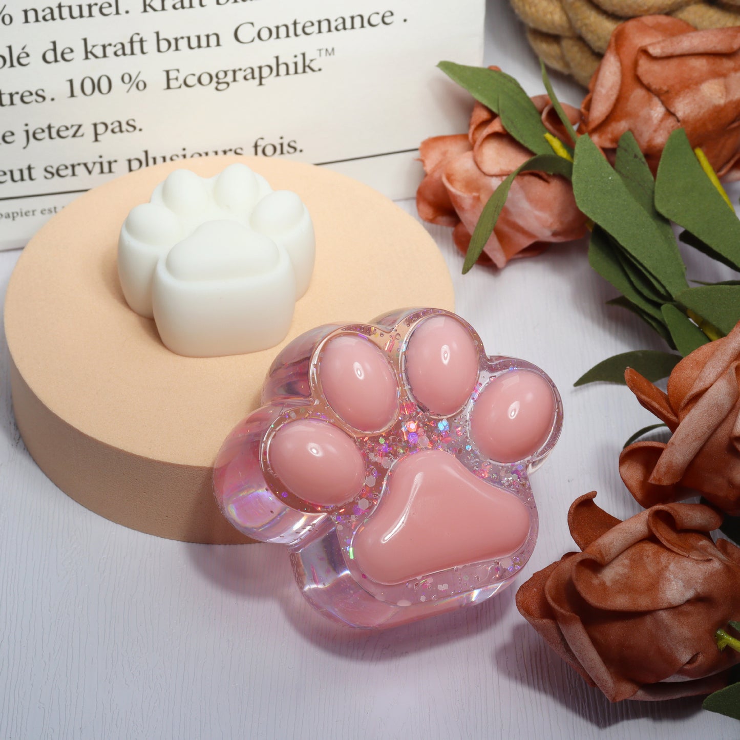 Large Cat Paw Keychain Mold | Glossy or Matte Finish Silicone Mold